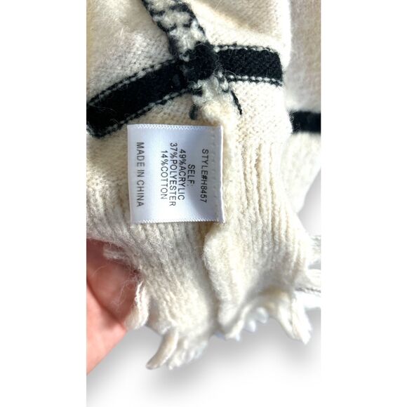 Jodifl Women's White Striped Fringed Bottom Open Front Cardigan Sweater sz S Coz - Picture 5 of 6